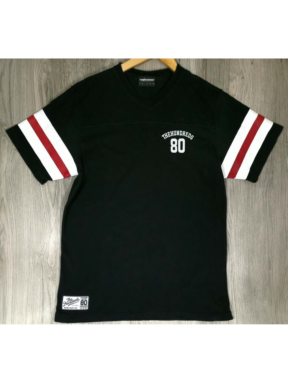 The Hundreds 80 Football Jersey T-Shirt Black Streetwear Size L #14